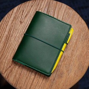 12 COLORS - A6/Hobonichi/Midori MD Green Buttero Leather Elastic Closure Notebook Cover
