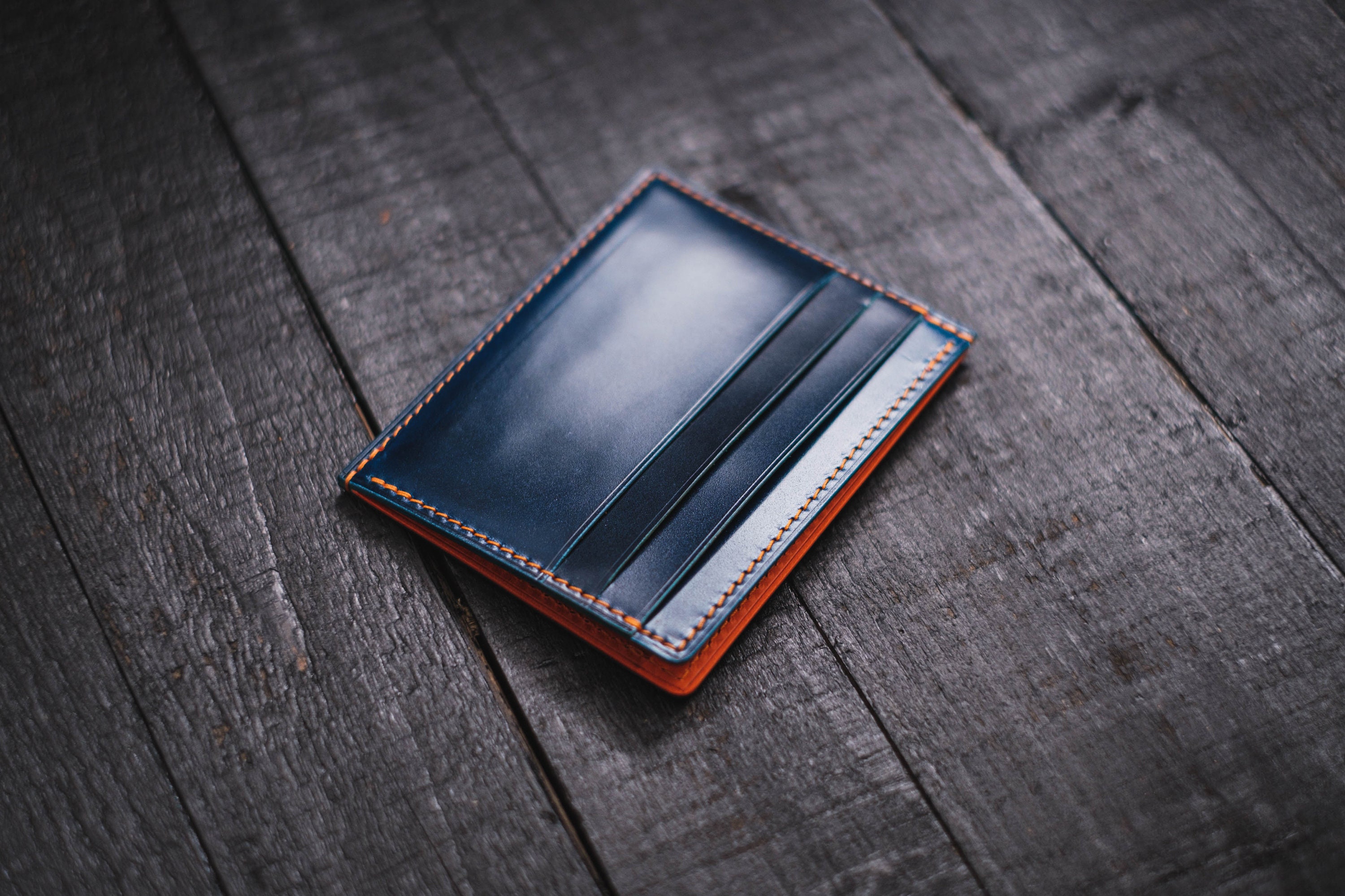 Shell Cordovan Leather Credit Card Holder - Mini Wallet - Credit Card  Holder