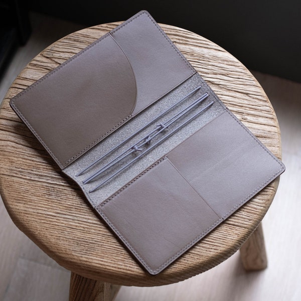 ALL SIZES - Khaki Grey Buttero Leather Stitched Traveler's Notebook (No inserts included)