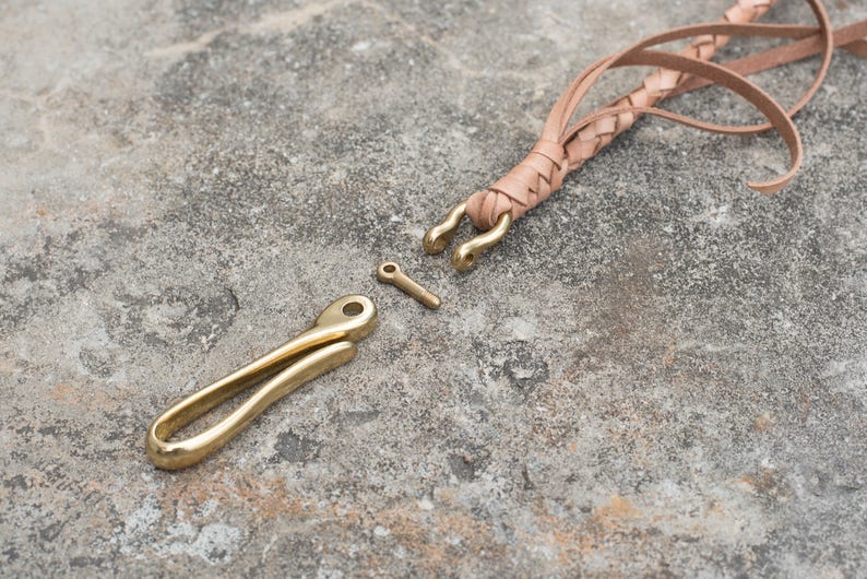 Round Braid Natural Vegetable-tanned Leather Wallet Rope With Fish Hook ...