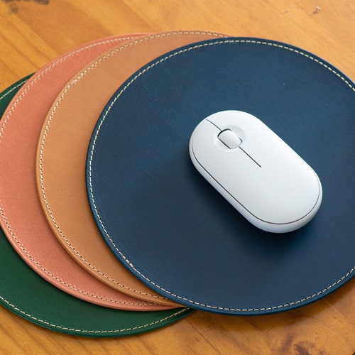 Tapis de souris rond en cuir Buttero surpiqué