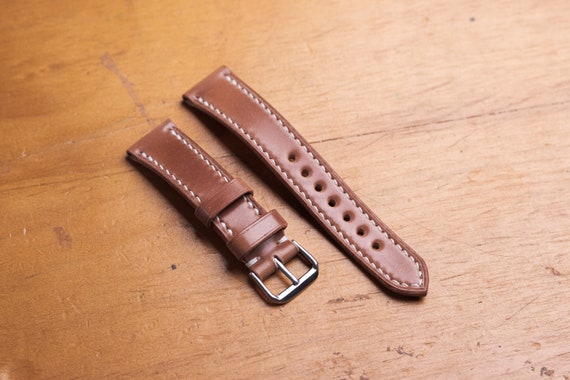 Leather Apple Watch Band - Natural Horween Shell Cordovan