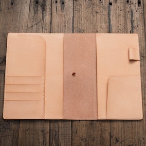 13 COLORES - A5/Hobonichi Cousin/Seven Seas Cierre elástico Cubierta de cuaderno de cuero Buttero con bolsillos para tarjetas