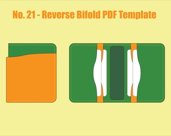 Leather Reverse Bifold Wallet PDF Template Set No.21 - Digital Leatherworking Pattern - A4 & Letter Size