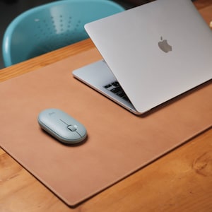 13 COLORS - Stitched Caramel Buttero Leather Desk / Keyboard & Mouse Pad