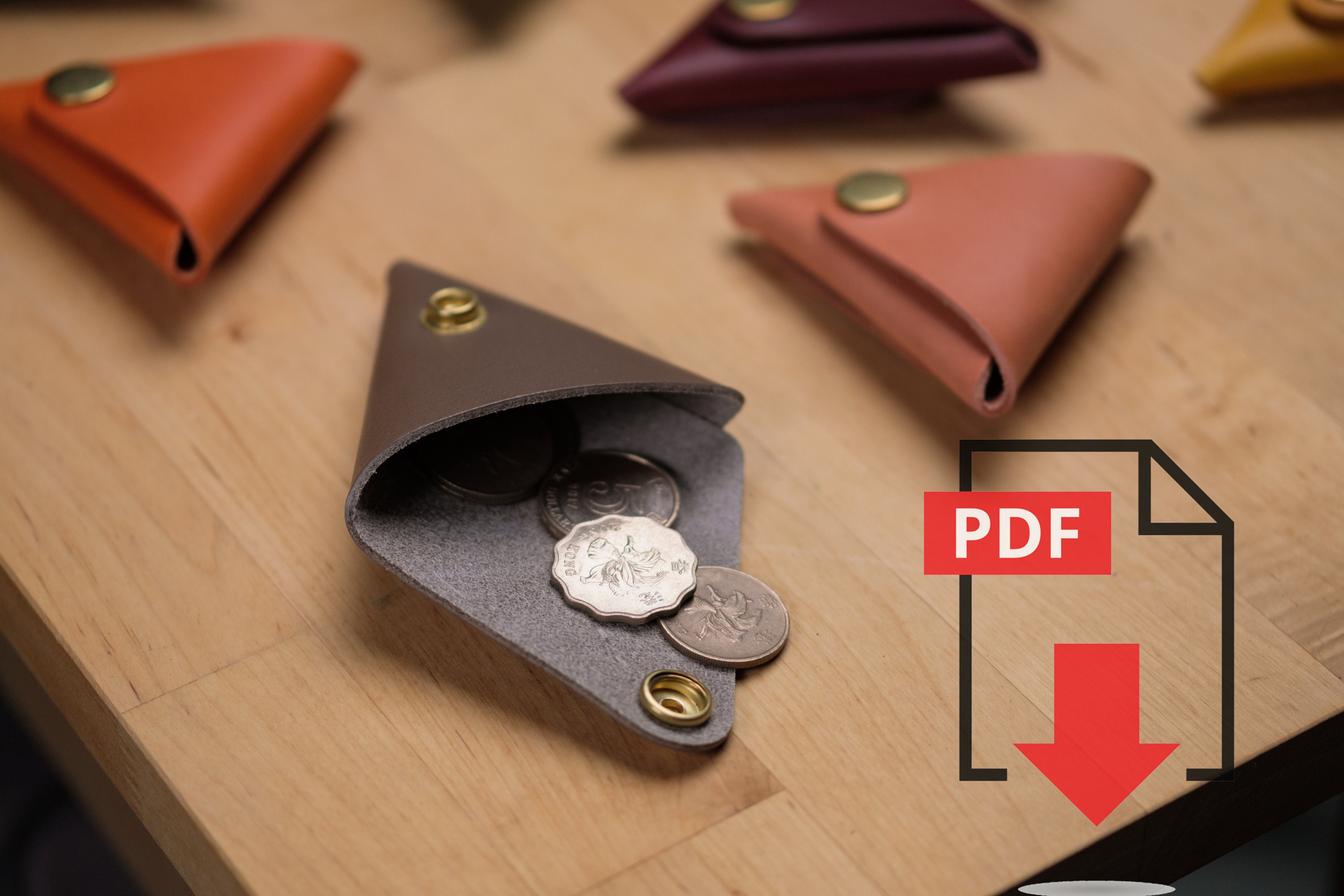 Leather Triangle Coin Case PDF Template Set No.5 - Digital ...