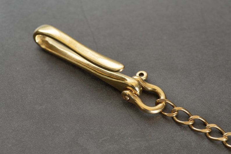 Solid Brass Wallet Chain With Fish Hook Etsy