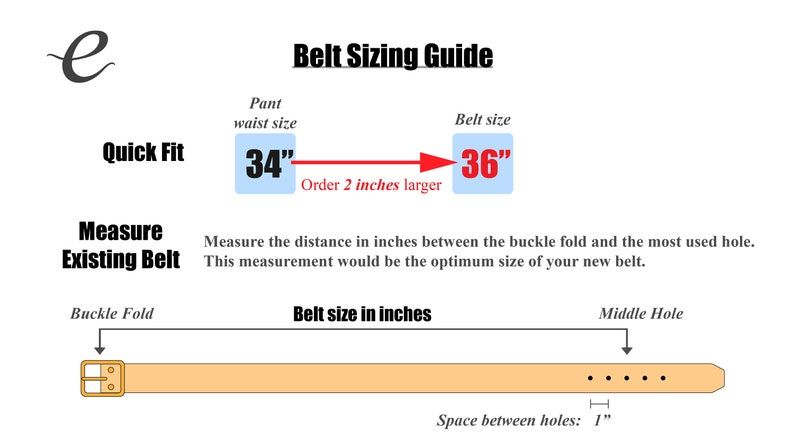 belt sizing guide for eternal leather goods belts