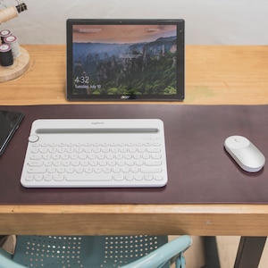 12 COLORS - Burgundy Buttero Leather Desk / Keyboard & Mouse Pad