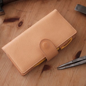 6 COLORS Weeks Snap Closure Pebbled Leather Cover with Card Slots image 2