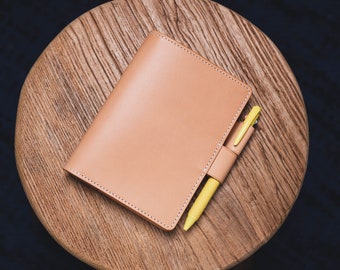 13 COLORS - A6/Hobonichi/Midori MD Buttero Leather Notebook Cover with interlocking pen loops