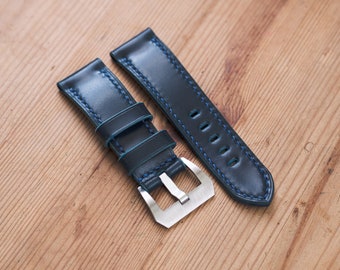 Navy Blue Shell Cordovan Leather Standard Tapered Strap for Panerai (22, 24 or 26 mm)