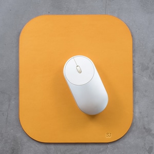 12 COLORS - Mustard Yellow Buttero Leather Mouse Pad