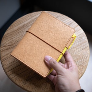 6 COLORS - A6/Hobonichi/Midori MD Natural Elastic Closure Pebbled Leather Notebook Cover