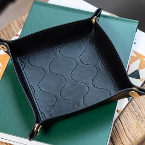 Quilted Black Leather Valet Tray image 1