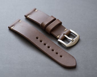 12 COLORS - Brown Buttero Leather Minimalist Watch Strap (18, 20, 22 and 24 mm)