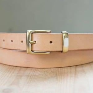CUSTOMIZABLE - 4 COLORS Natural Vegetable-tanned Leather Dress Belt (30 mm wide)