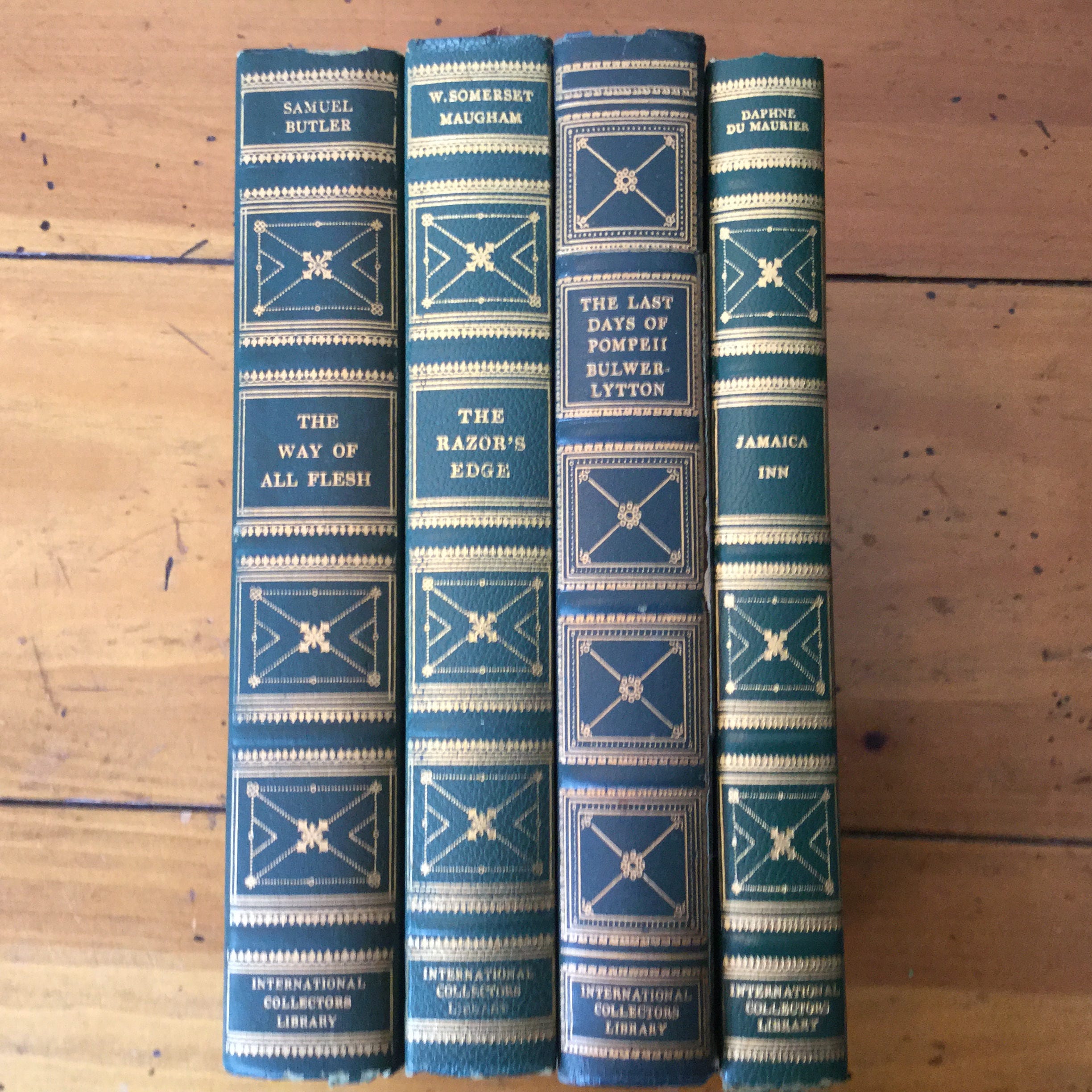 Set of 4 Classic Decorative Leather book, Vintage Book decor