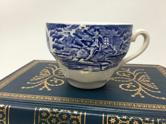 set of 6 STAFFORDSHIRE Liberty Blue  Old North Church Paul Revere Tea Cups