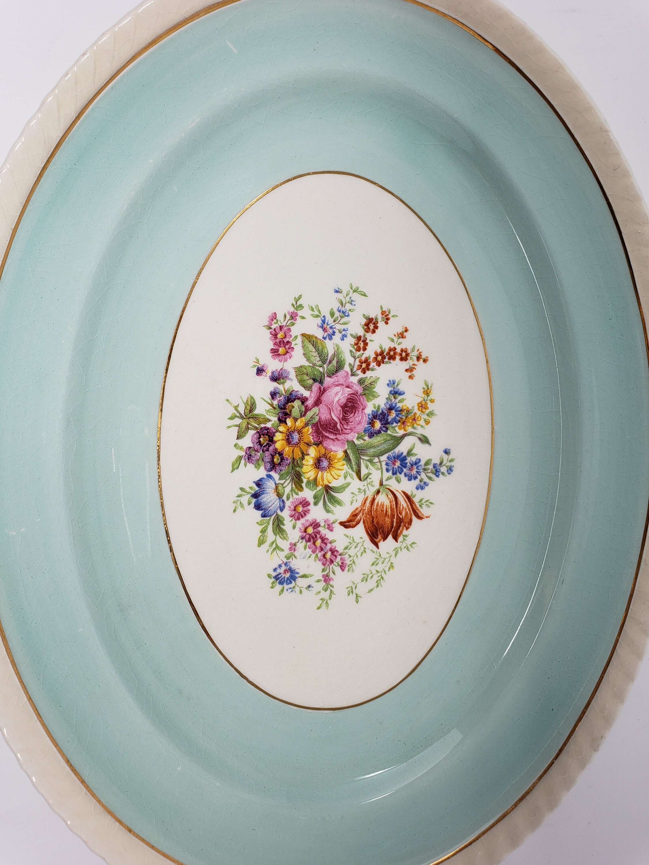 Vintage JOHNSON BROS. Old English Aqua Floral Made in ...