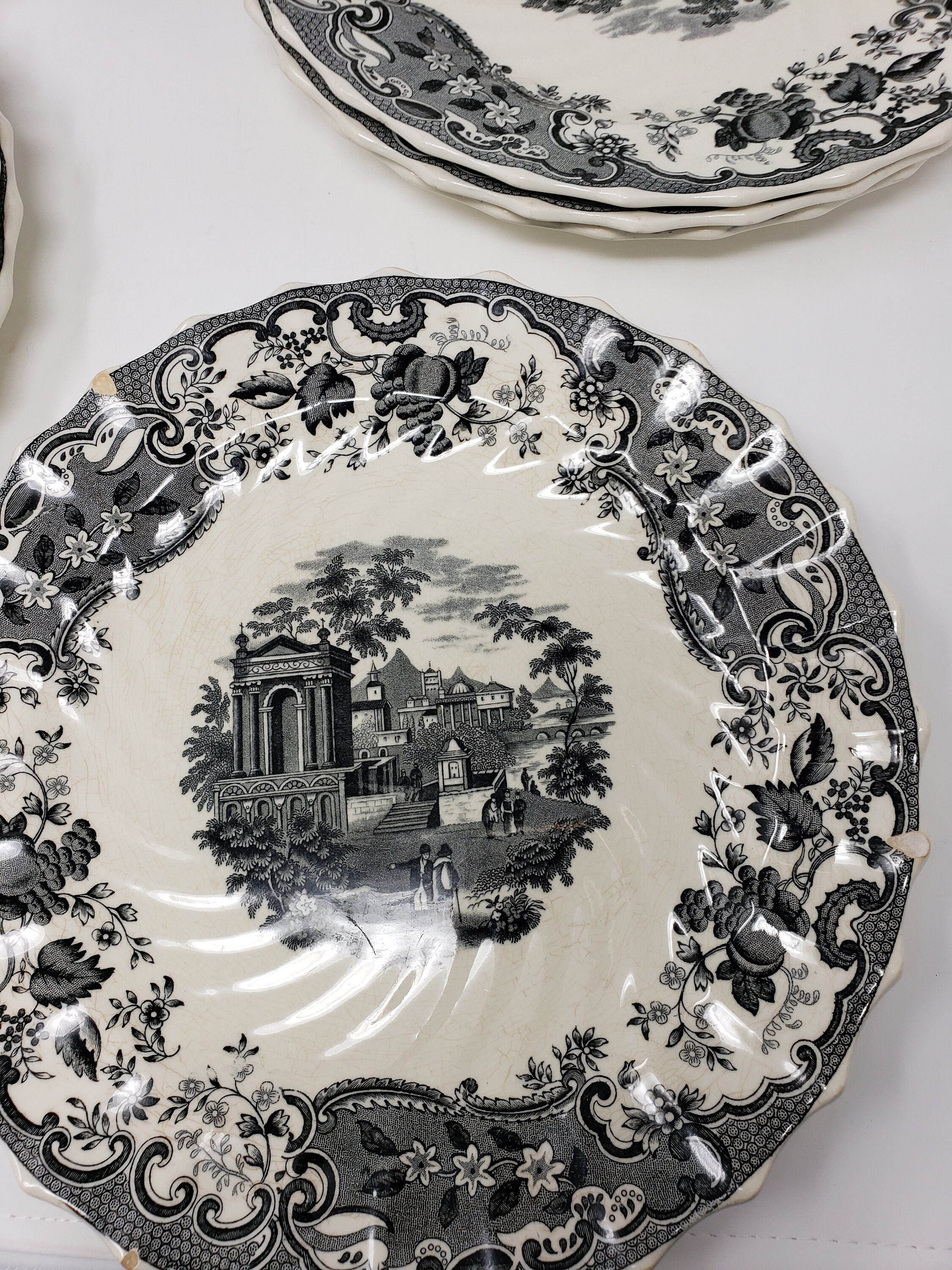 SPODE Copeland Made in ENGLAND set of 8 Dinner Plates Transferware 10.5