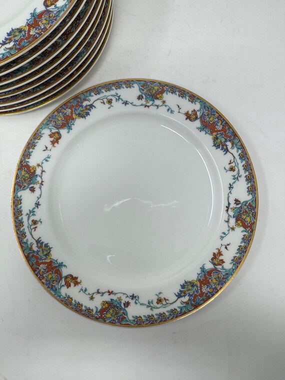 5 salad plates, Limoges HAVILAND PAISLEY PATTERN Fine china