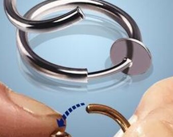 Ear and Nose Hoop Sold Ind. West Coast Jewelry Spring Action Splatter Over Surgical Steel Non-Piercing Septum