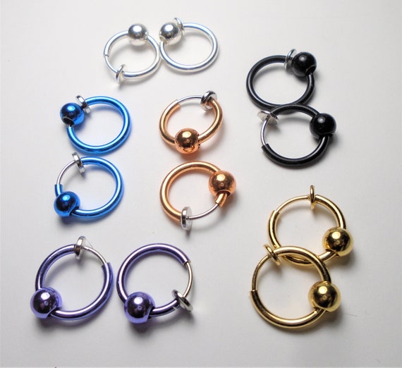 Spring loaded hoop earrings sale
