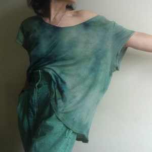 Oversize Linen T-Shirt: Hand-Dyed Kimono Blouse, Vegan Knitwear