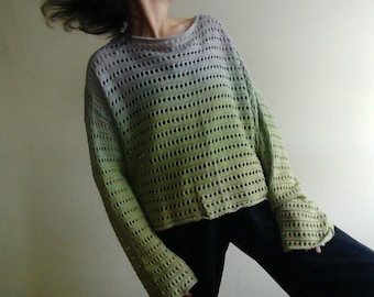 Hand-Dyed Organic Cotton Knit Sweater, Oversized Vegan Top