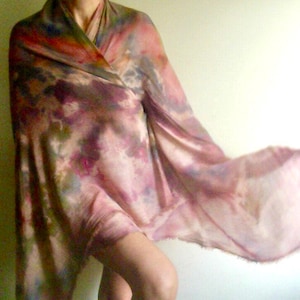 hand-painted pareo scarf boho shawl malong hand dyed, summer sarong, beach cover up, unique vegan warp dress color therapy red by Tati