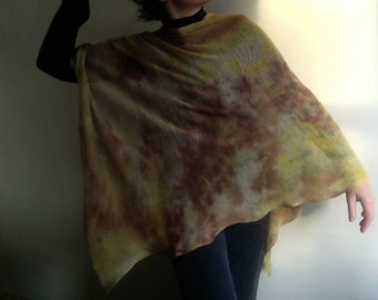 Unique Linen poncho for woman, Linen top, idea for Gift, Lightweight hand-dyed poncho, shawl mustard linen poncho, linen scarf VEGAN by Tati