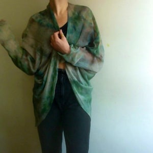 Hand-Dyed Linen Kimono Cardigan: Lightweight Vegan Knit Blazer
