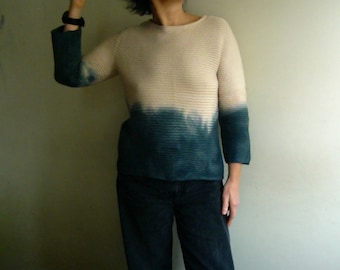 unique cotton sweater, hand-dyed, skin-friendly sweater, knitted jumper, winter Jersey Pulli, cotton Pullover, vegan sweater by Tati