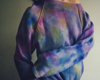 Hand-Dyed Cotton Knit Sweater: Colorful Vegan Pullover