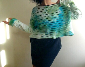 Hand-Dyed, Unique, Cotton Knit Sweater: Oversized Vegan Pullover