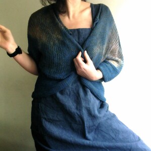 Hand-Dyed Cotton Knit Bolero Shrug: Chunky Vegan Kimono Cardigan