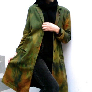 Hand-Dyed Recycled Cotton Coat: Green Avantgarde Duster Jacket