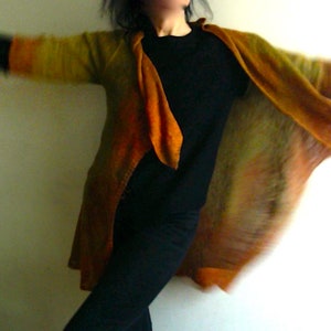 Hand-Dyed Linen Knit Cardigan: Asymmetric Earth Tone Kimono