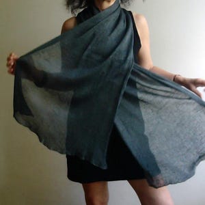 Hand-Dyed Linen Scarf: Lightweight Knit Shawl - Vegan Sustainable