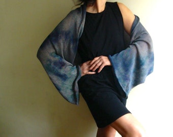 Unique Bolero cardigan, kimono Shrug, cotton Knit Cover up, cotton kimono, asymetric top, hand-dyed knitwear, vegan shawl hand-dyed by Tati