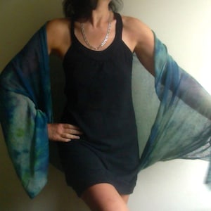 Hand Dyed Linen Kimono Cardigan: Oversize Vegan Knit Shrug