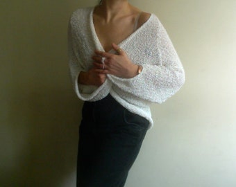 Handmade Cotton Knit Shrug: Bridal Bolero, Summer Evening Wrap