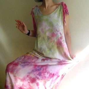 colorful maxi dress, long summer dress, hand dyed maxi dress for summer, summer long tunic, unique dress, by Tati image 2