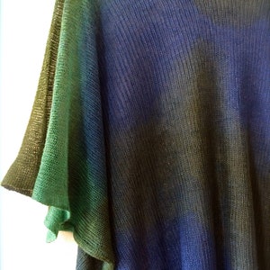 Linen Tunic, linen knit T-SHIRT, kimono blouse, oversize linen top, blue green shirt, hand-dyed unique linen knitwear vegan fashion by Tati image 10
