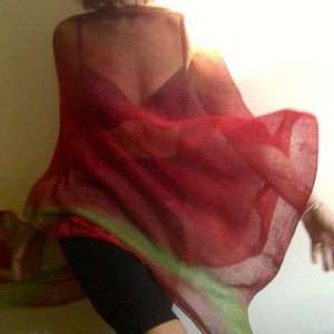 red linen poncho natural linen PONCHO red end green VEGAN sustainable knitwear by Tati image 1