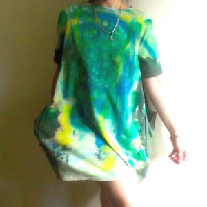 Hand-Painted Cotton Midi Dress: Oversize Tunic with Pockets