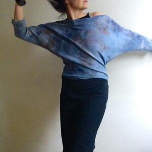 Hand-Dyed Viscose Kimono Sweater: Batwing Sleeve Vegan Knit Pullover