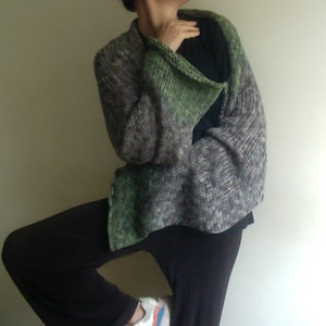 chunky bolero sweater, cotton kimono Shrug, Knit Cover up, cotton Cardigan, autoumn shawl knitting grey kimono cover, vegan knitwear by Tati