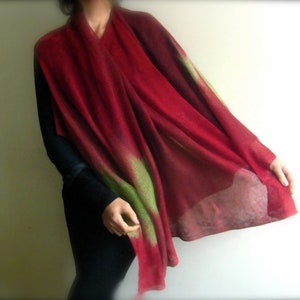 red linen poncho natural linen PONCHO red end green VEGAN sustainable knitwear by Tati image 5